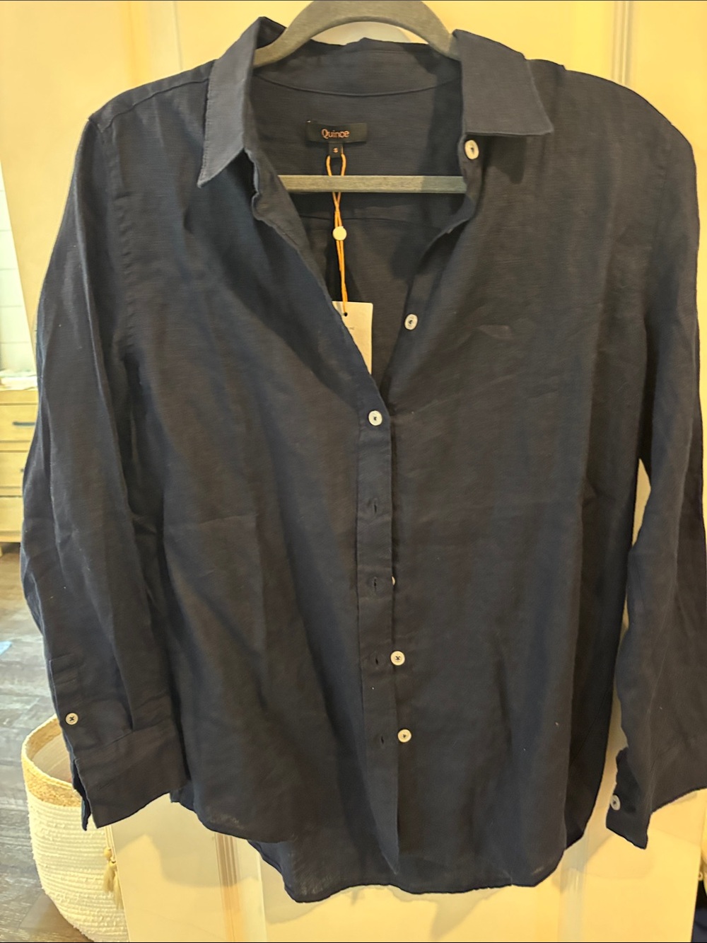 Quince Men's Dark Navy Linen Button-Down Shirt